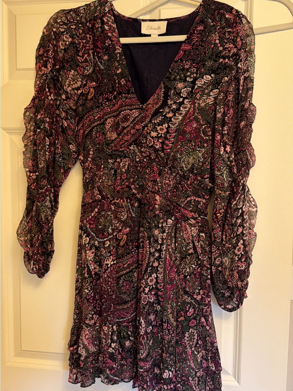 Cleobella Black & Pink Paisley Wrap Mini Dress